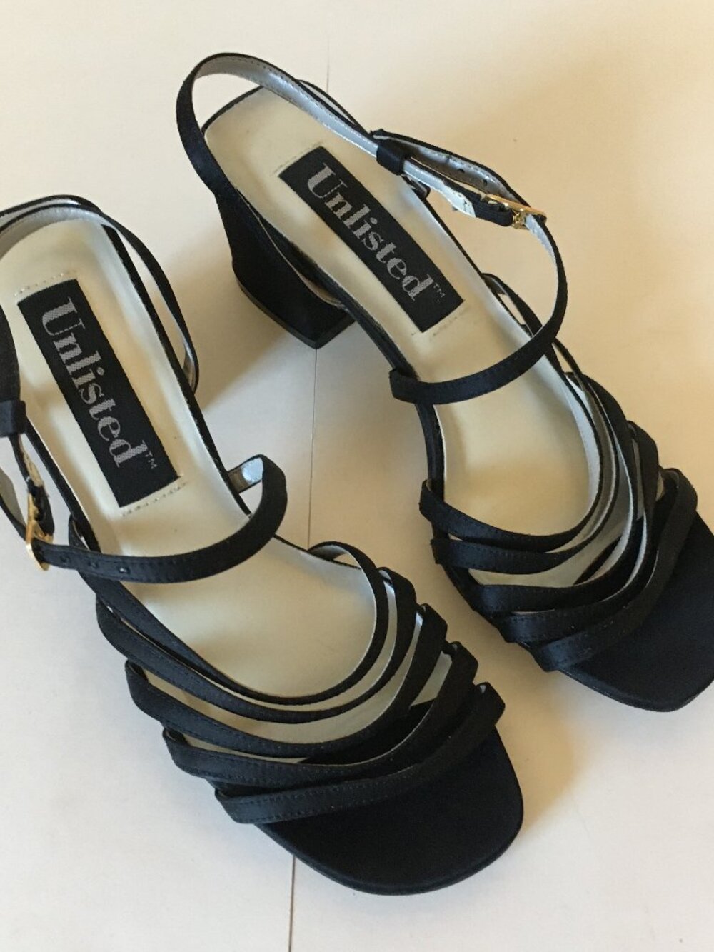 Unlisted Black Strappy Sandals 7.5 Shoes Block Heels Slingback y2k